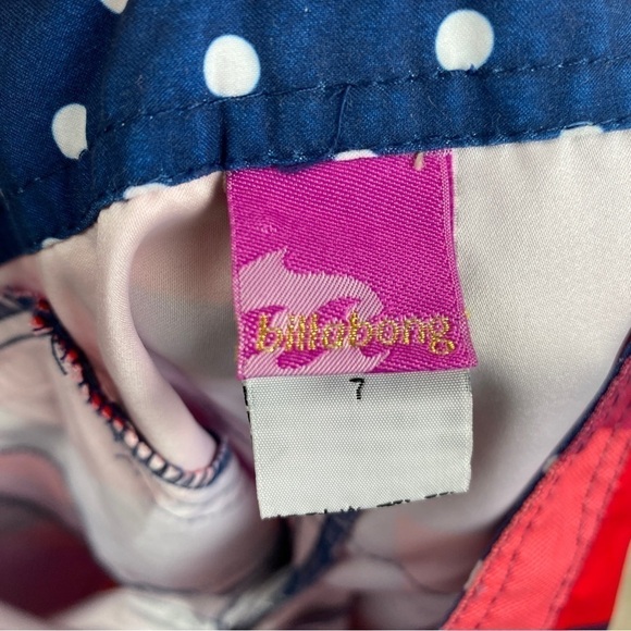 BILLABONG Pink Red Plaid Bermuda Board Shorts Size 7 - Picture 7 of 10